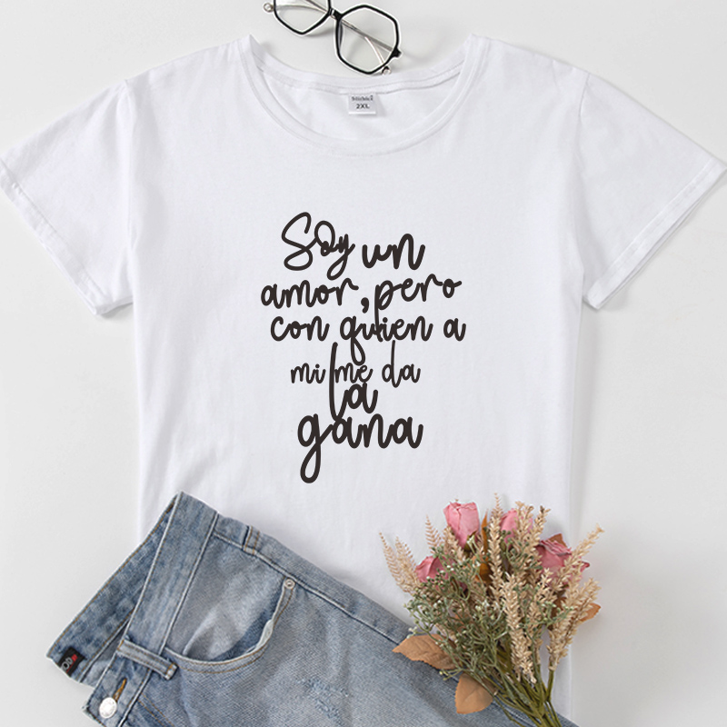 스페인어 문구 camiseta mujer 짧은 소매 여성 티셔츠 미적 그래픽 인쇄 옷 셔츠 레이디 tshirt mujer camisetas